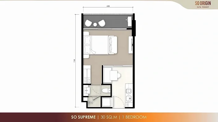 Планировка So Supreme, 30 м², 1 спальня — So Origin Kata, Ката