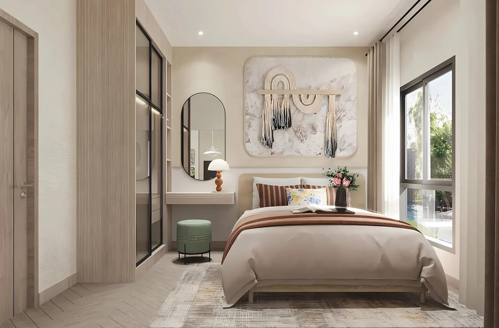 Bedroom with dressing table and artwork above the bed — The Title Cielo, Rawai