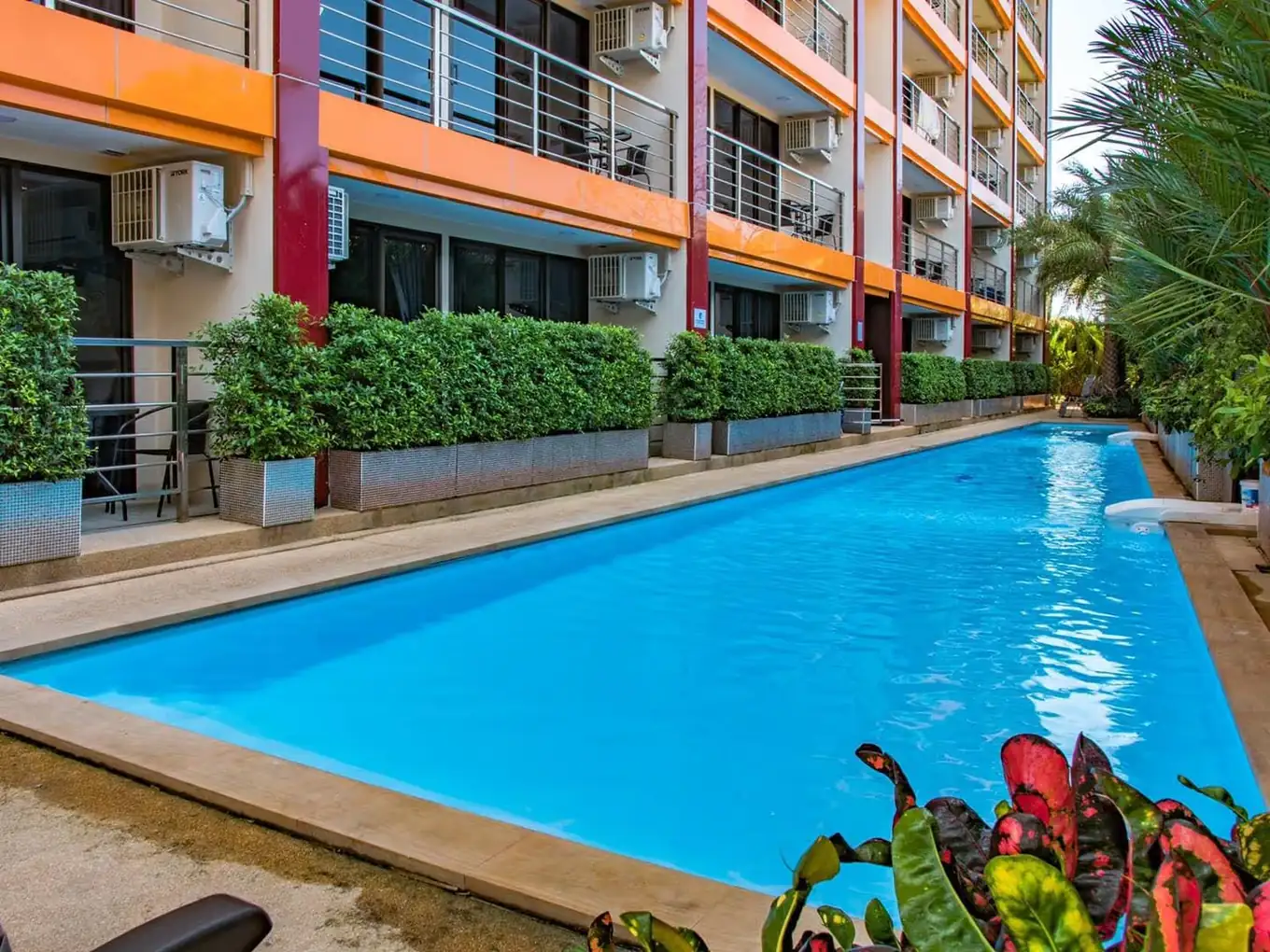 Бассейн вдоль корпуса с зеленью — NBC / Nai Harn Beach Condo, Найхарн