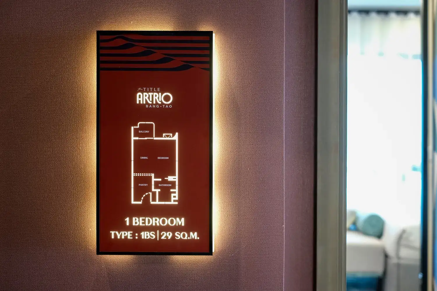 Табличка планировки 1 Bedroom, тип 1BS, 29 м² — The Title Artrio, Банг Тао
