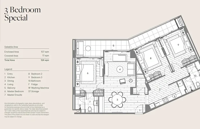 Планировка 3 Bedroom Special, 128 м² — Sudara Condominium, Банг Тао