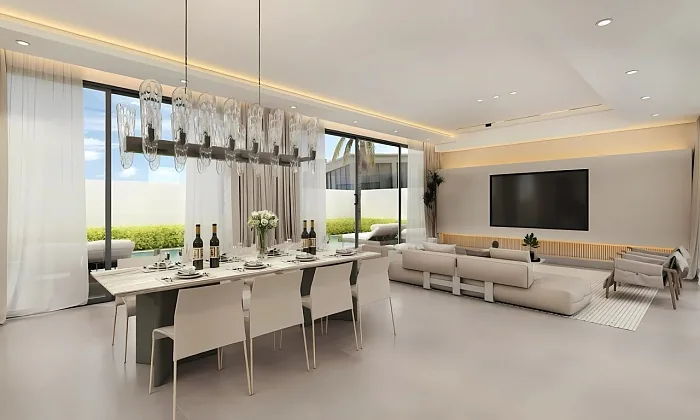 Гостиная-столовая с панорамным остеклением — Clover Residence, Банг Тао