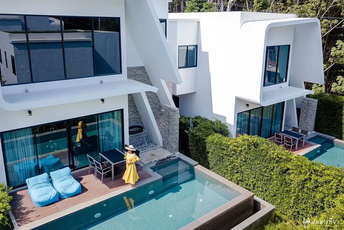 Villa pool with bean bag loungers — Utopia Nai Harn, Nai Harn