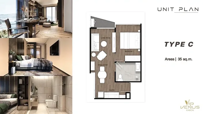 Планировка Type C, 35 м², с фото интерьера — VIP Venus Karon, Карон