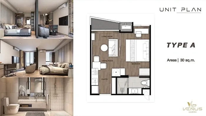 Планировка Type A, 30 м², с фото интерьера — VIP Venus Karon, Карон