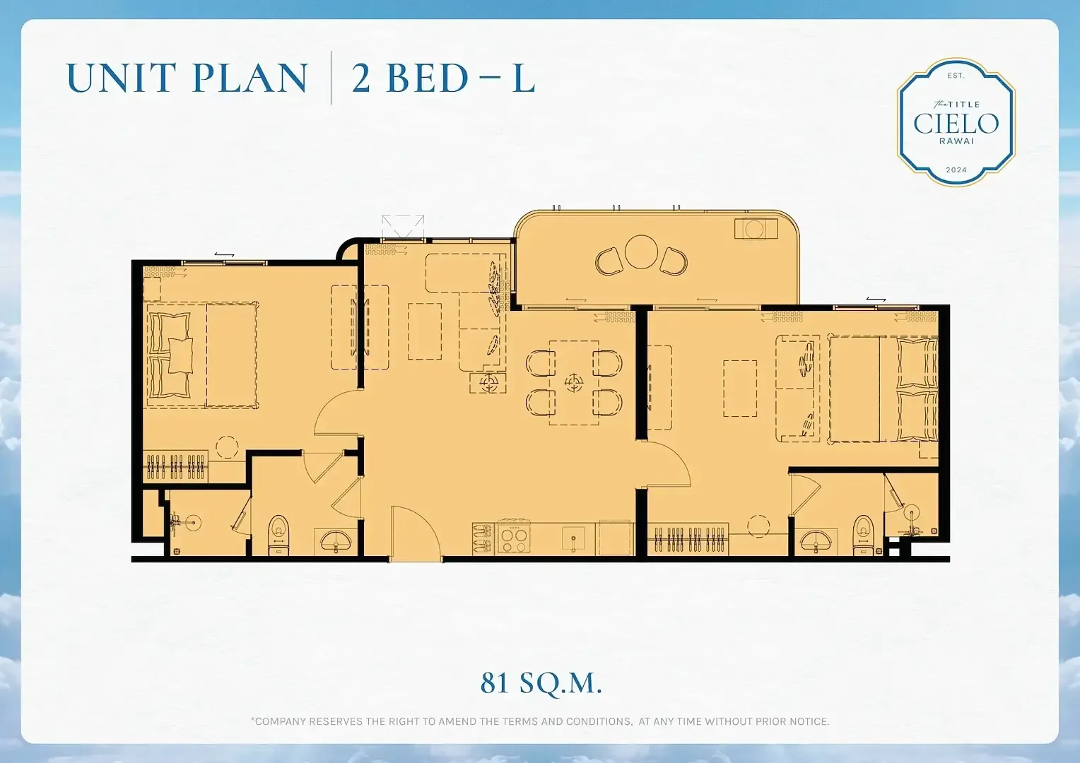 2 Bed L floor plan, 81 sq m — The Title Cielo, Rawai