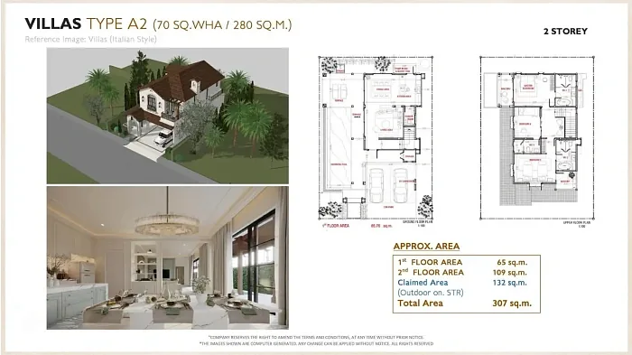 Планировка виллы Type A2, 307 м², два этажа — The Title Casa de Monte, Банг Тао