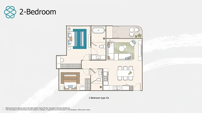 Планировка 2-Bedroom type CA — PEYLAA Phuket, Банг Тао