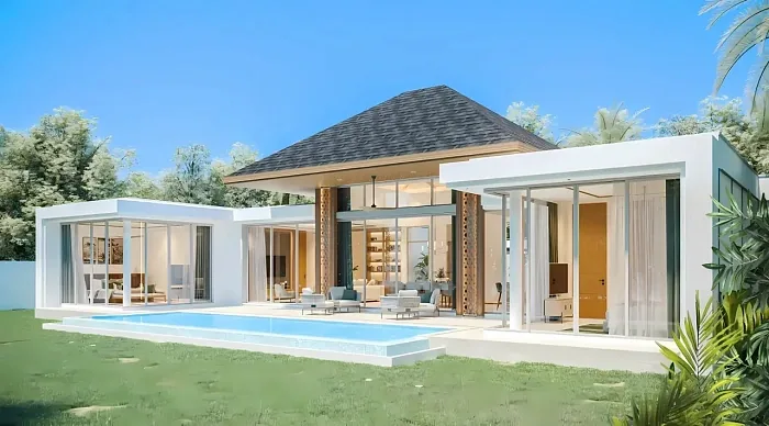 Фасад виллы с бассейном днём — The Ozone Campus Villa, Банг Тао