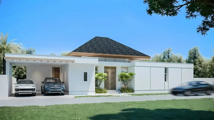 Фасад с навесом на два автомобиля — The Ozone Campus Villa, Банг Тао