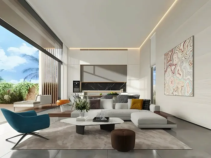 Гостиная с модульным диваном и выходом на террасу — Ayana Luxury Villas, Банг Тао