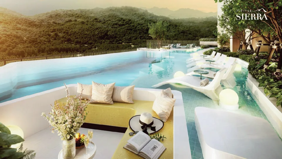 Poolside lounge with mountain views — The Title Sierra, Bang Tao