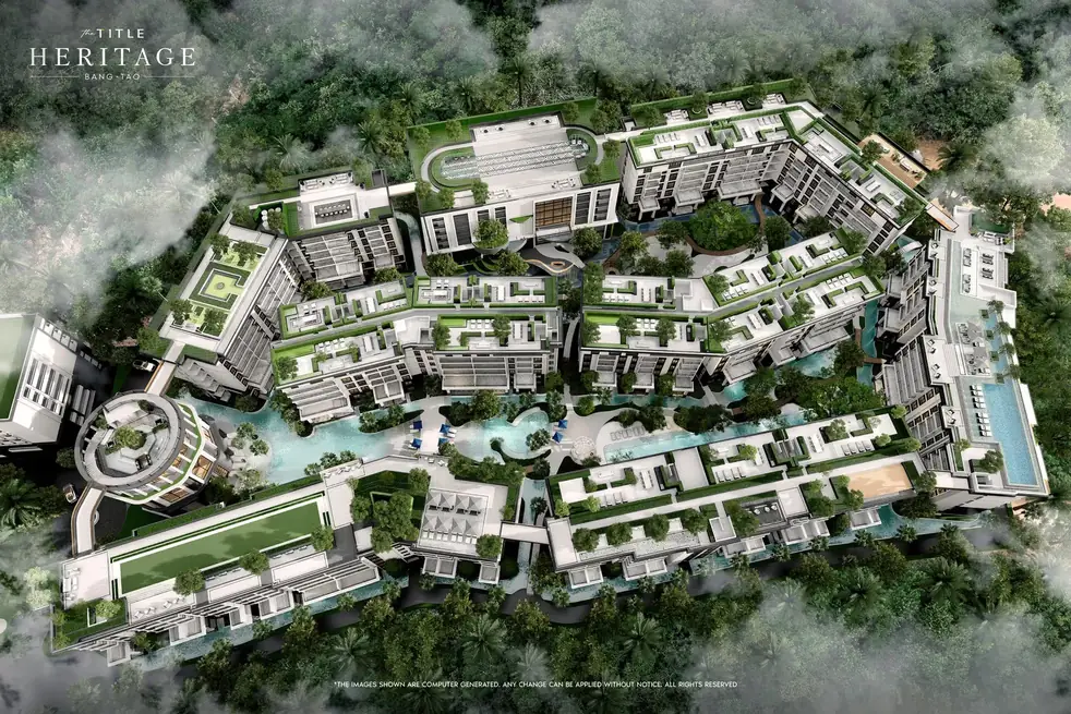Master plan of the buildings and pools — The Title Heritage, Bang Tao