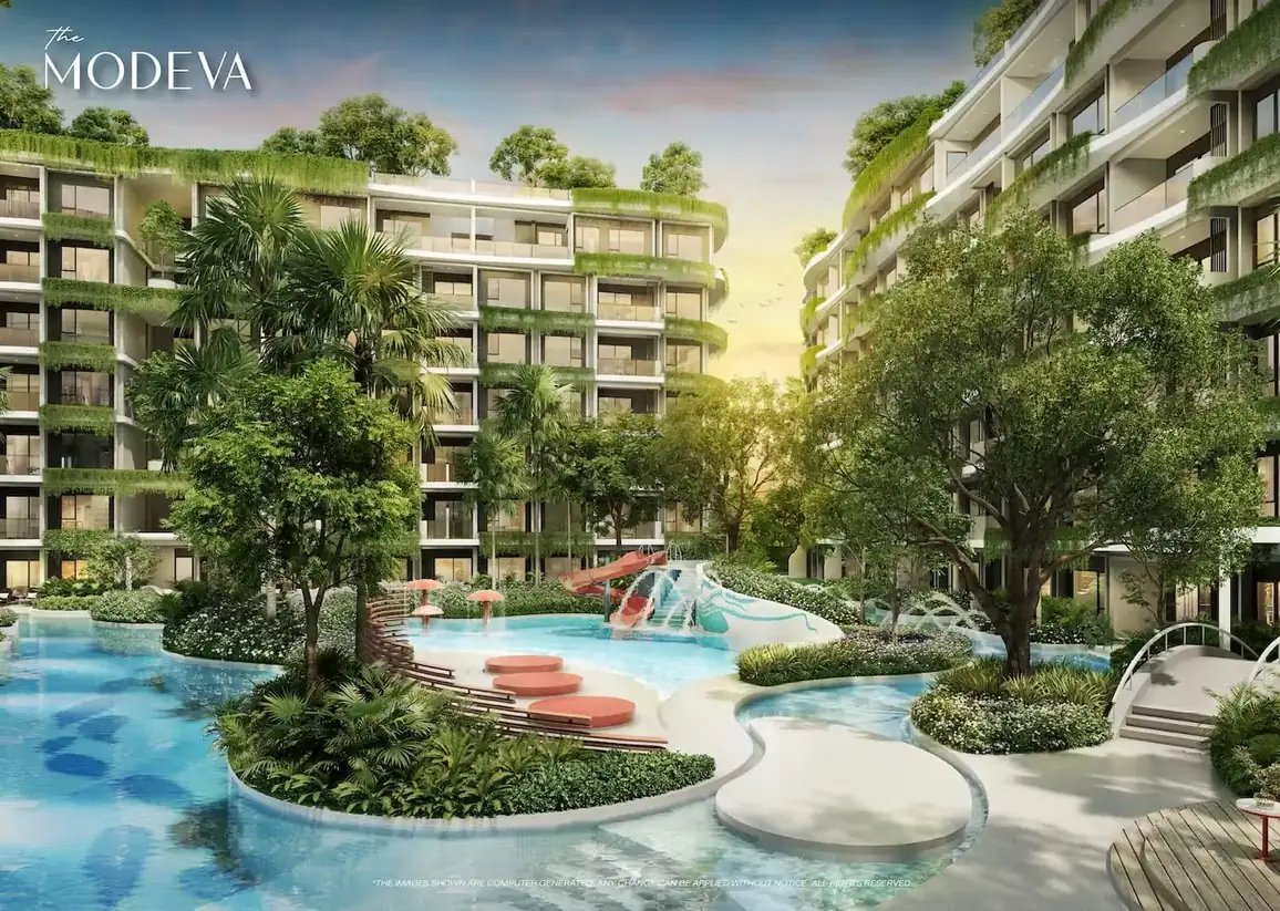 Kids zone with slides in the pool — The Title Modeva, Bang Tao