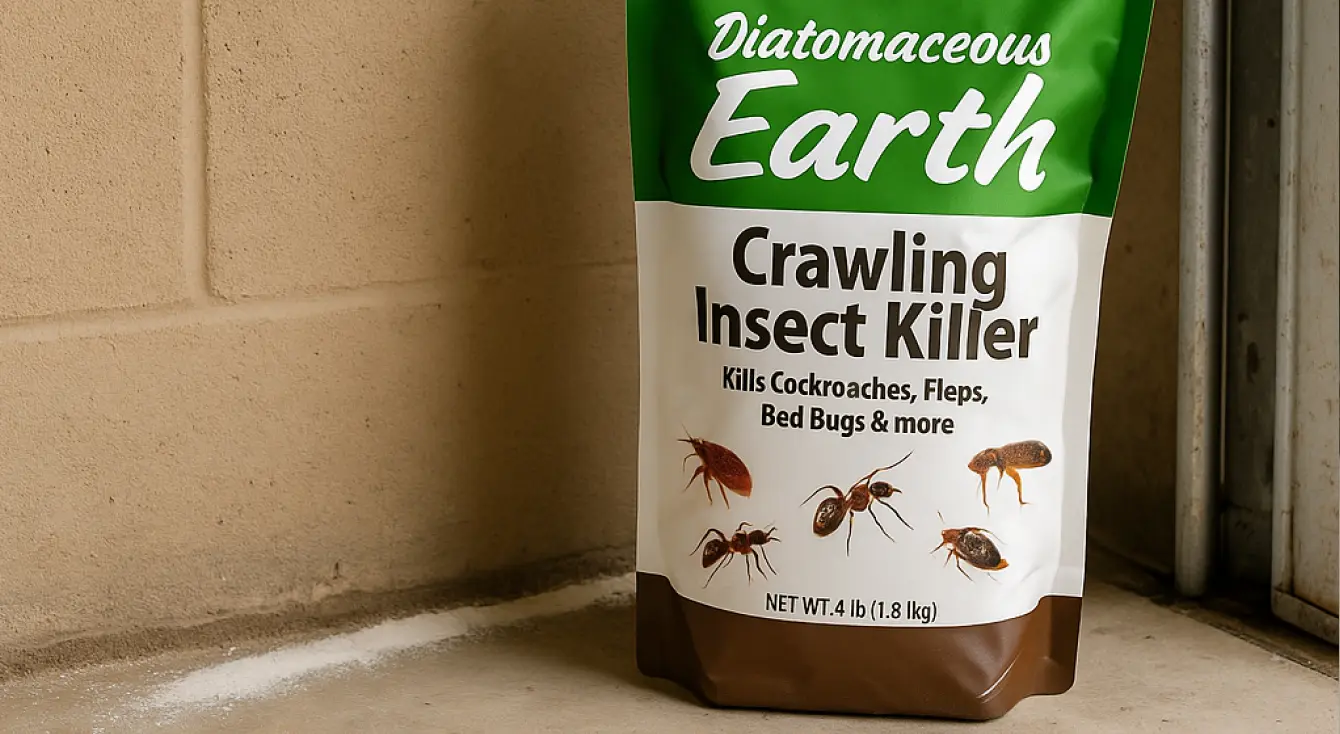 diatomaceous earth bag in a garage