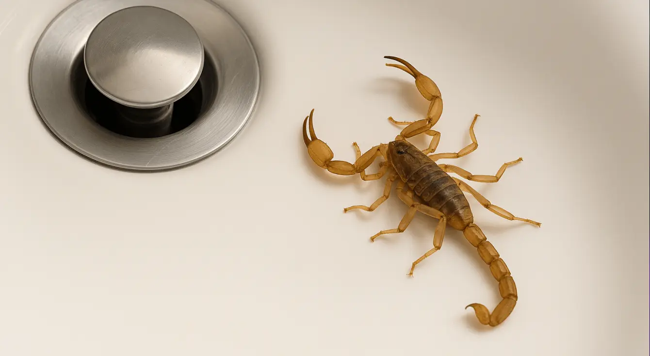 scorpion near sink drain