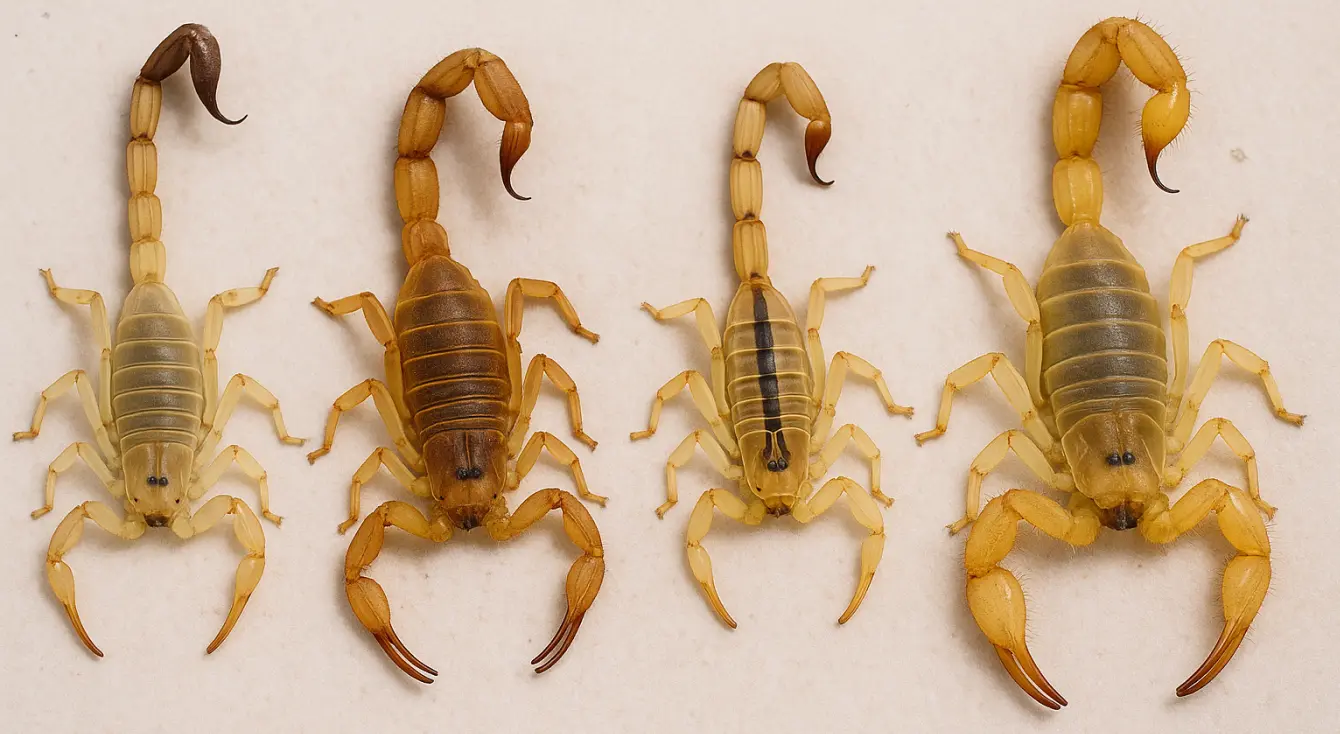 various types of scorpions side by side