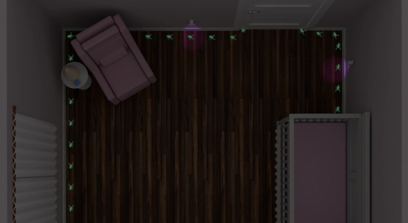 illustration of scorpion crawling along the perimeter of a room