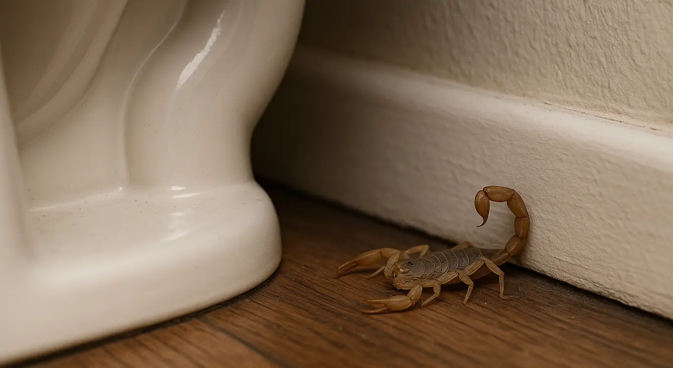 scorpion hiding near toilet