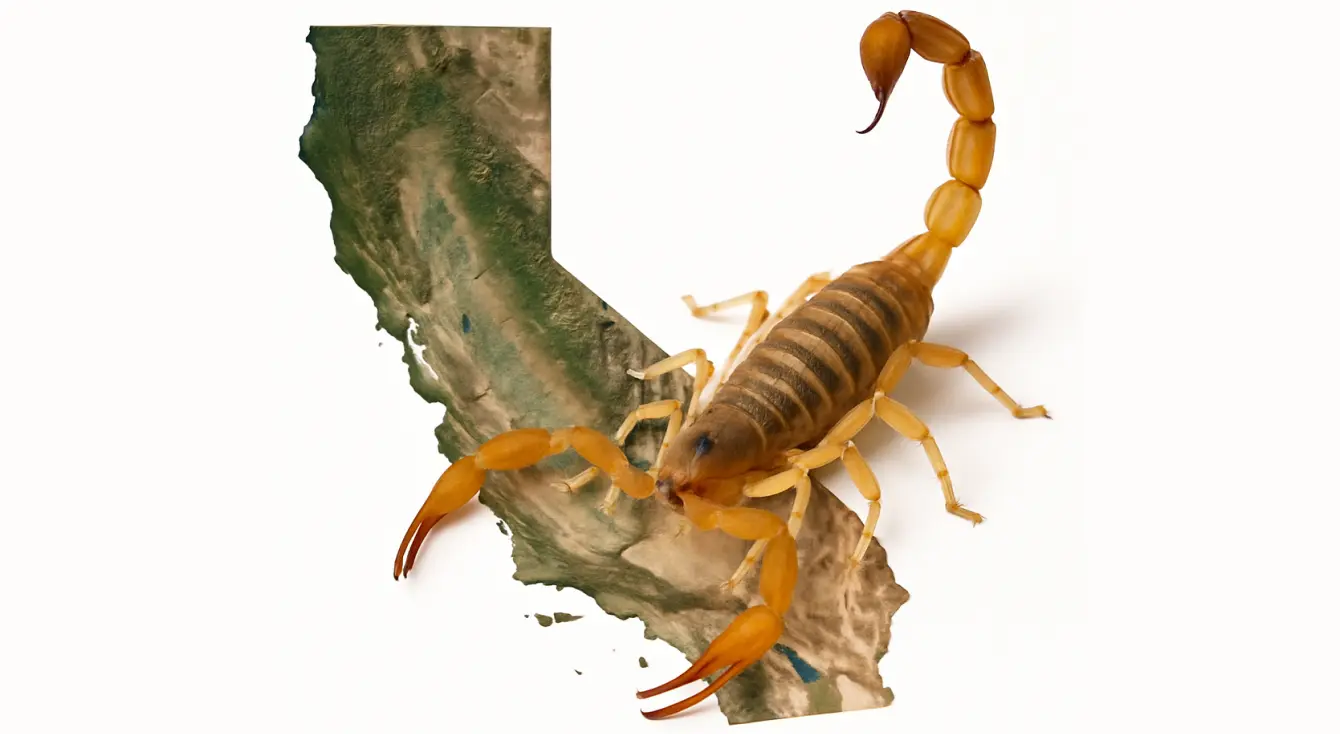 scorpion and map of California