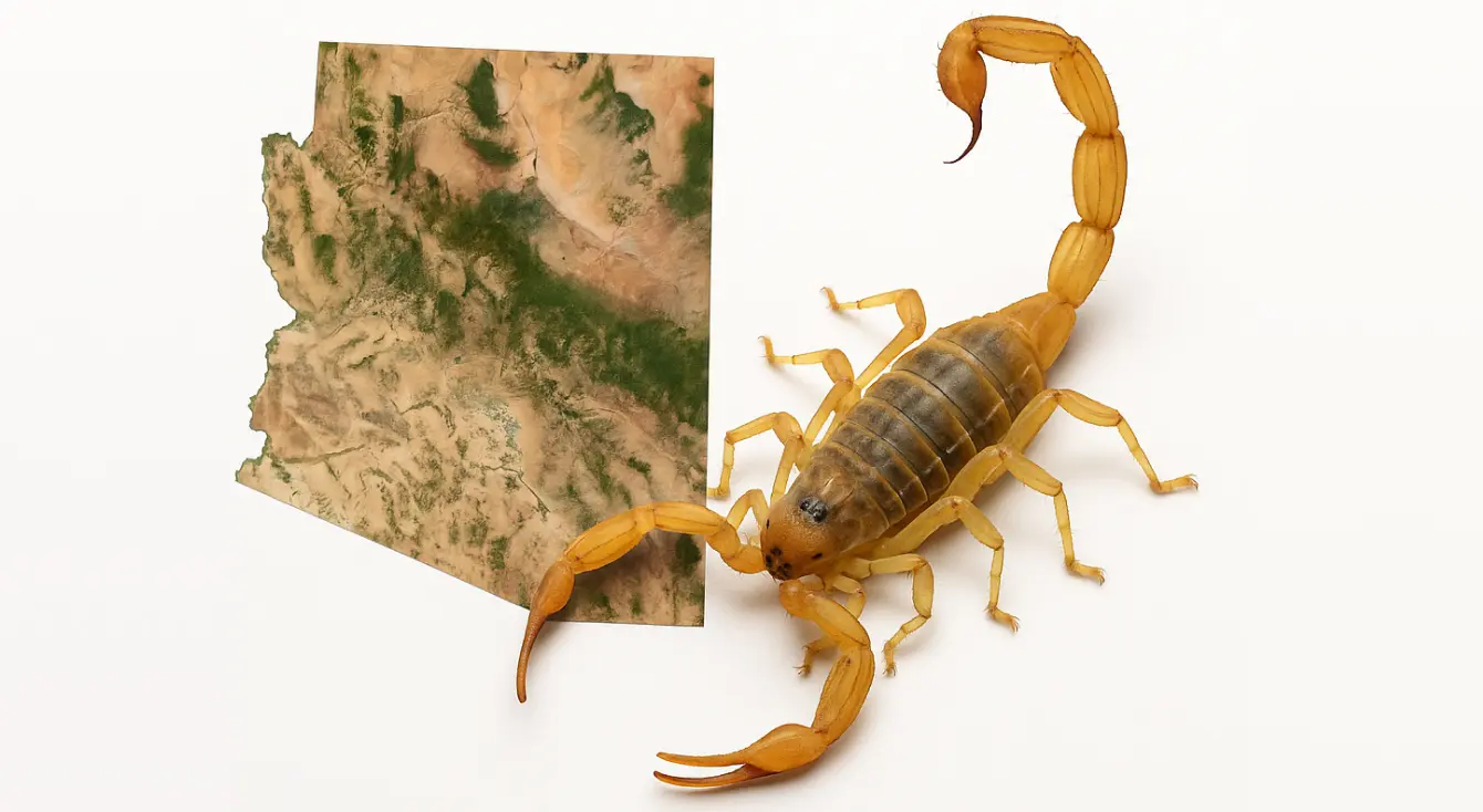 scorpion and map of Arizona