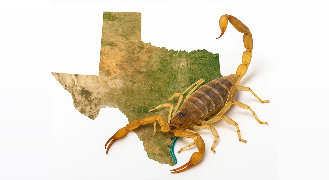 scorpion and map of Texas