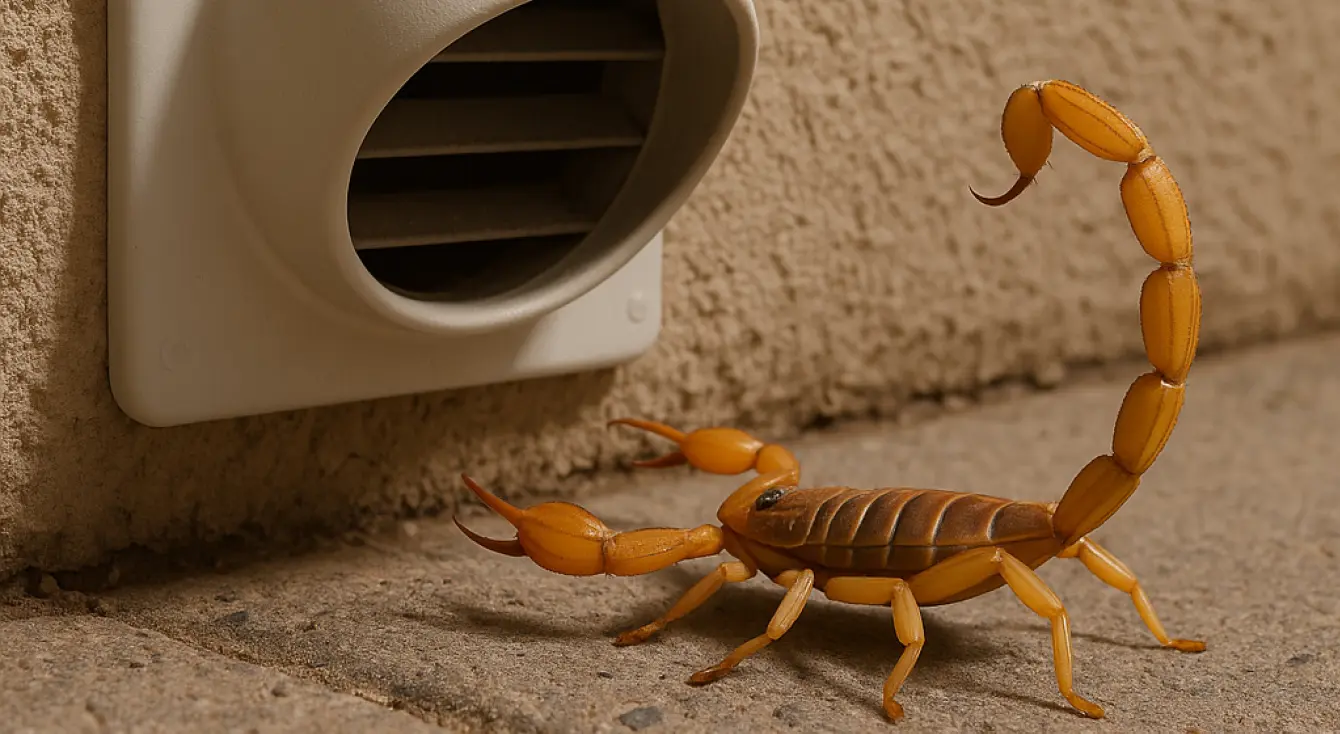 scorpion entering a home's exterior vent