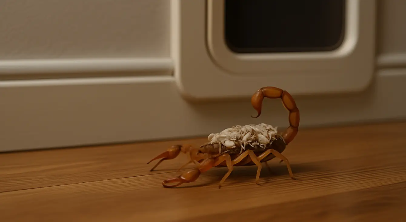 Scorpion mother with babies