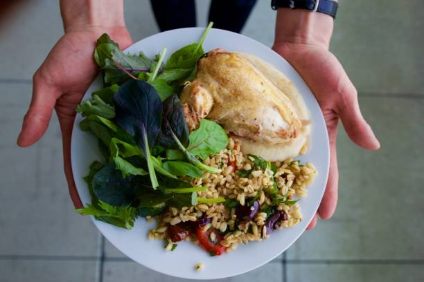 Balanced meal plate designed for personalized nutrition for men