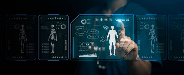 Health professional analyzing men’s health diagnostics on a digital screen