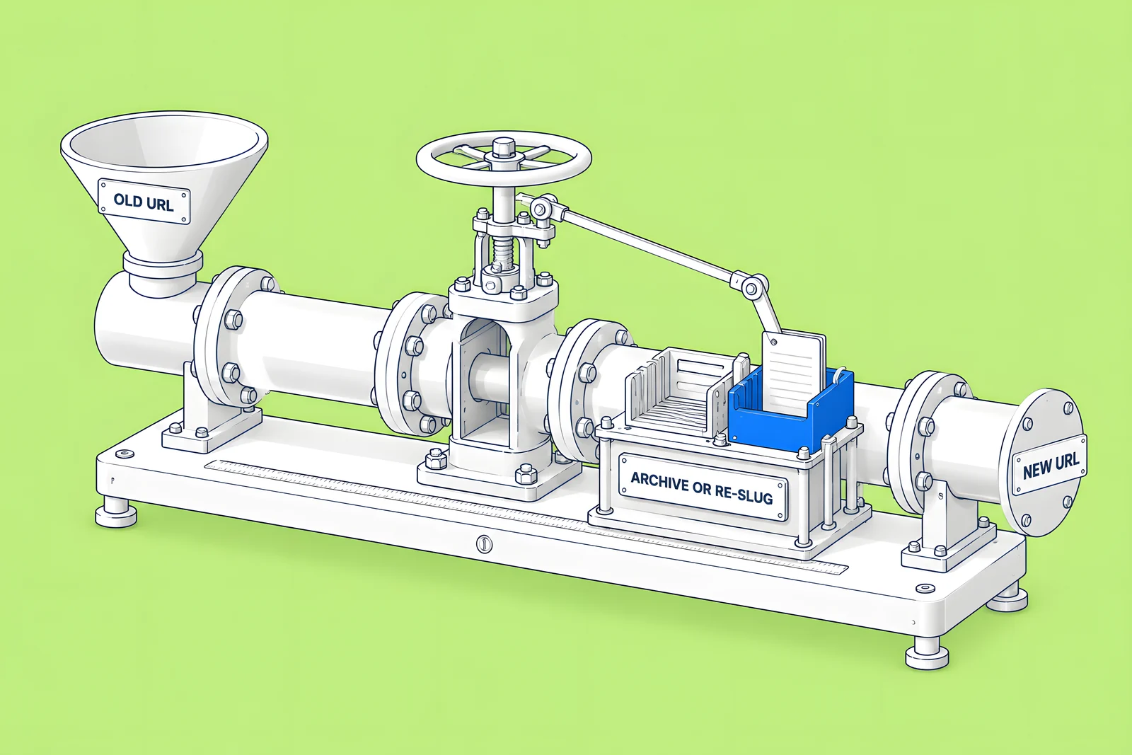A pipe valve that only opens after a page card is moved into an archive or re-slug tray