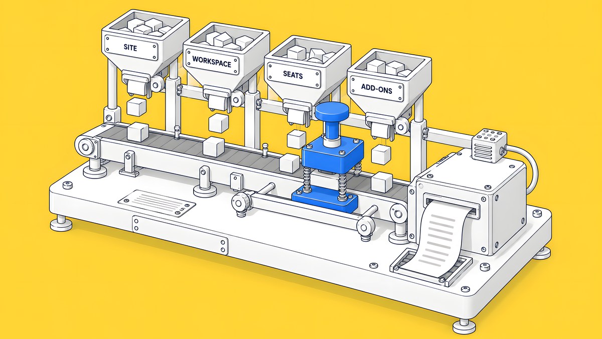 Isometric illustration for: What Does Webflow Cost in 2026? Plans, Seats and Add-Ons on One Bill