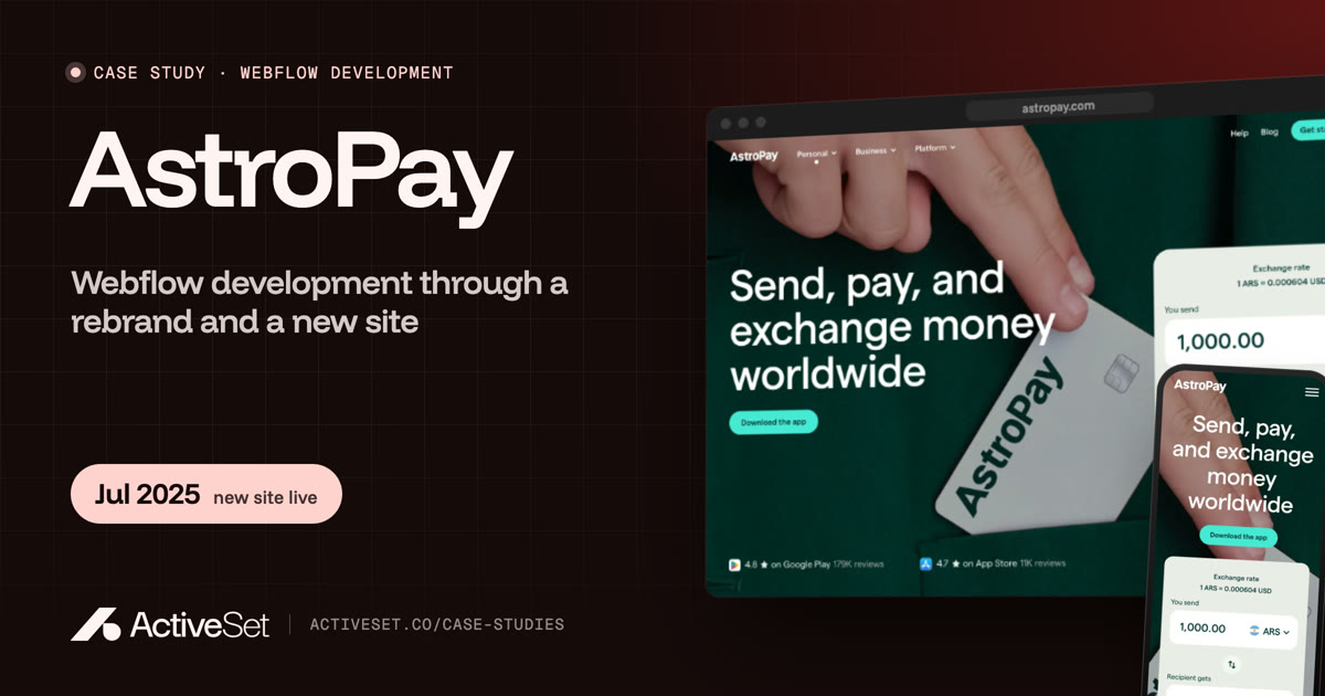 AstroPay case study by ActiveSet: the astropay.com homepage on desktop