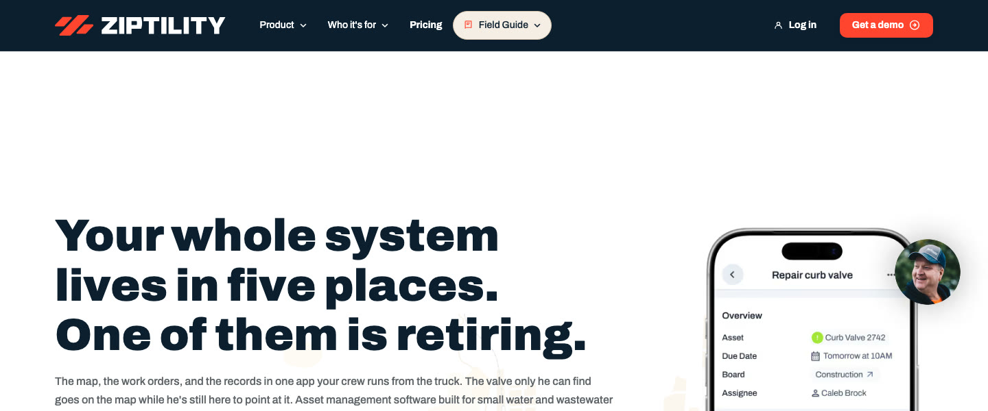 Homepage of Ziptility, a live Webflow site credited to Flowchef