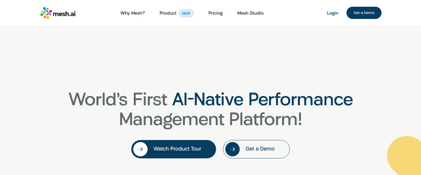 Homepage of Mesh AI, a live Webflow site credited to Nitrous