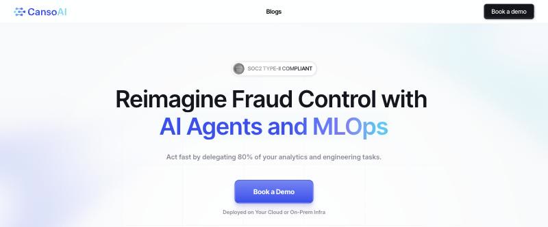 Homepage of Canso AI, a live Webflow site credited to Flowdojo