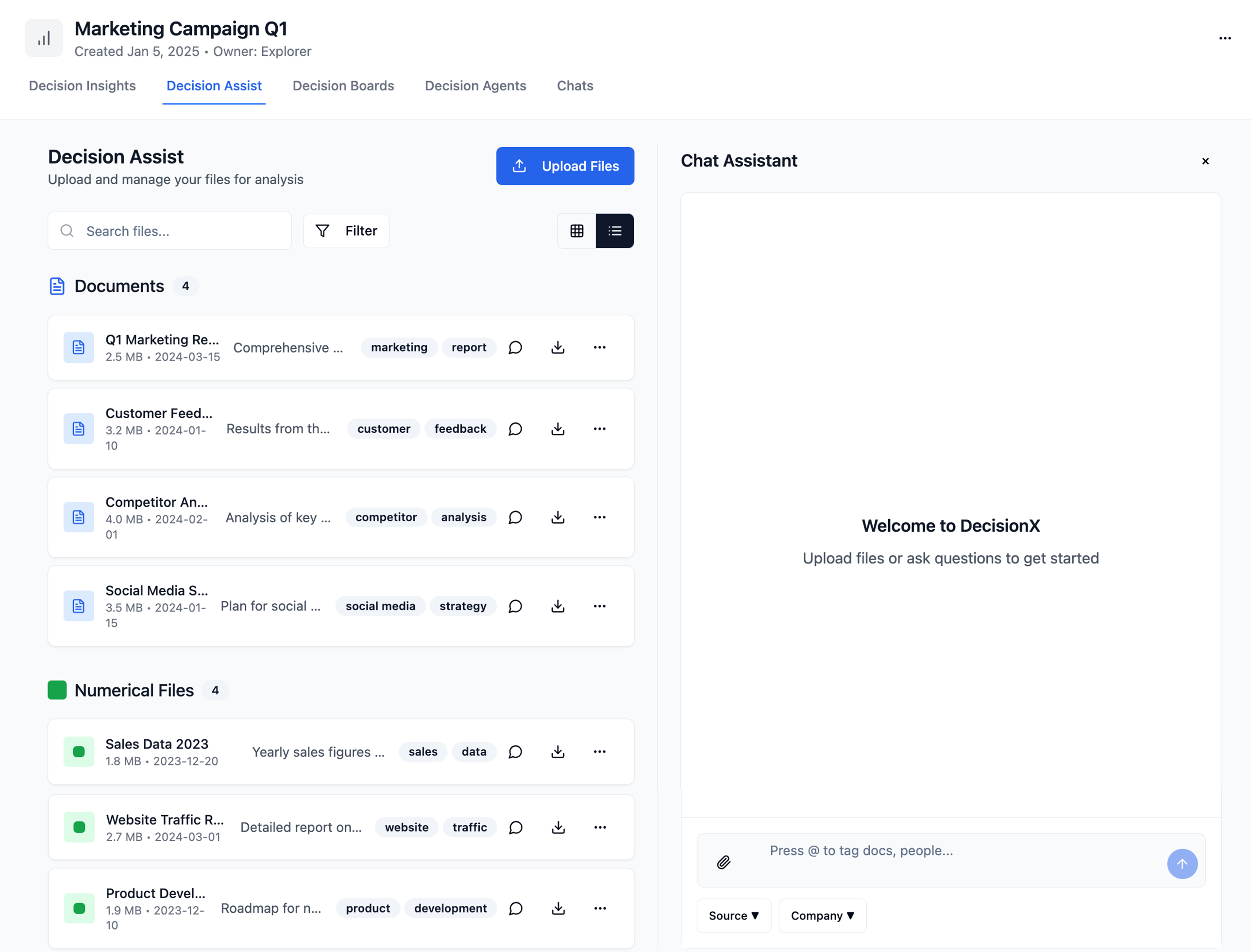Decision Assist module allowing to chat and reason with your data and files