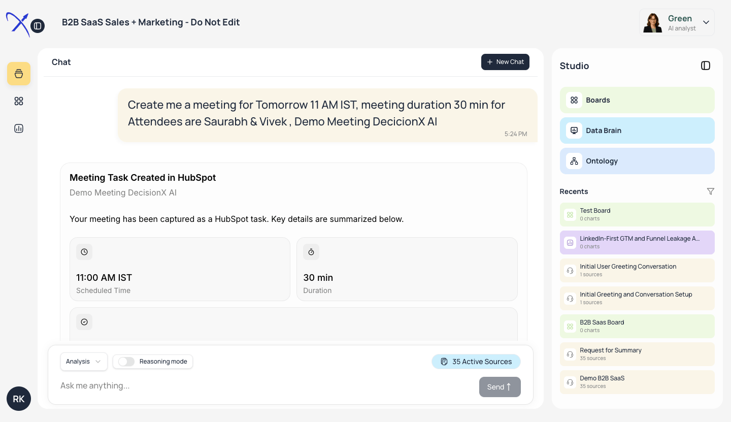 Interactive Decision Board showing trade-offs and impact scores