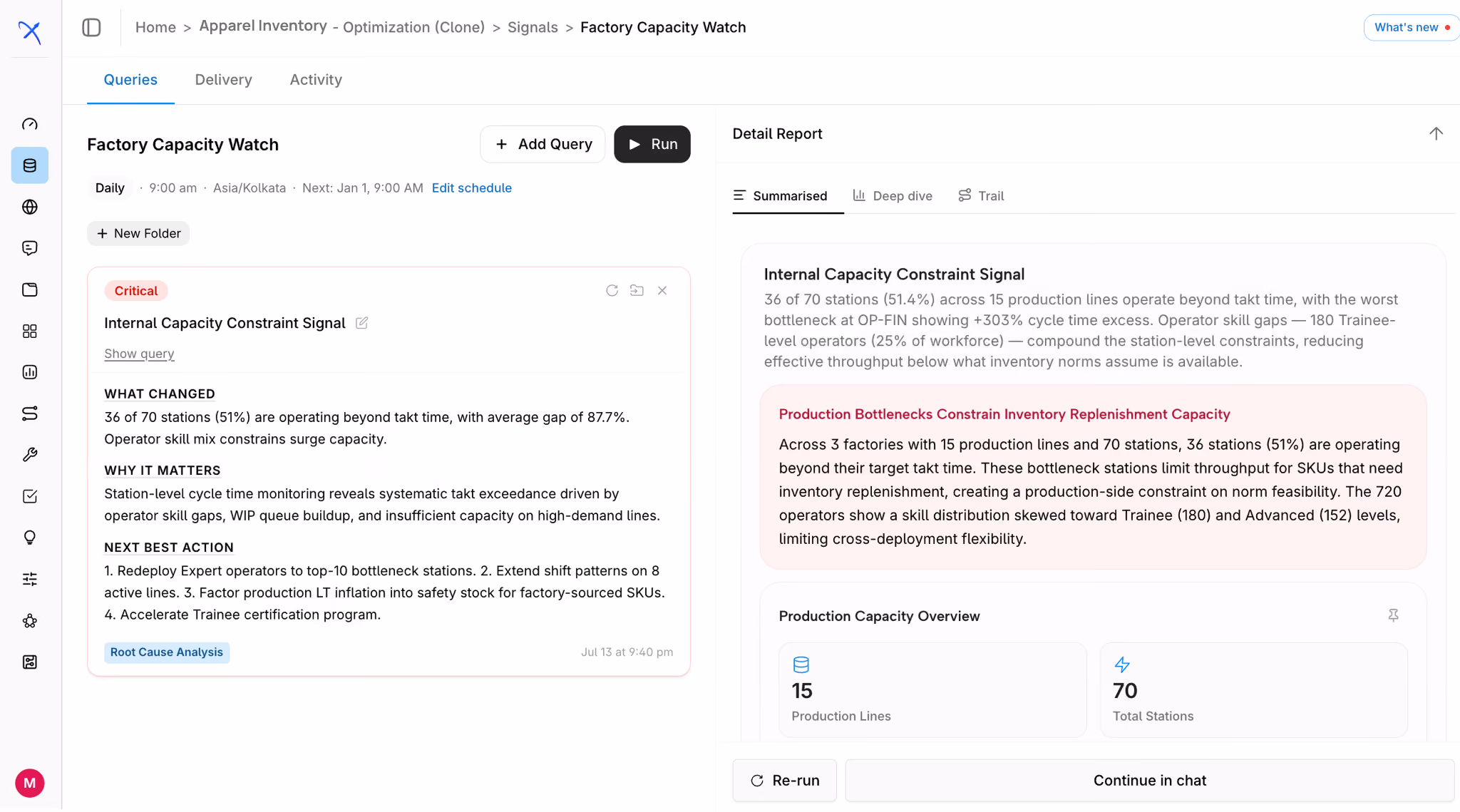 DecisionX scheduled query and signal detail report