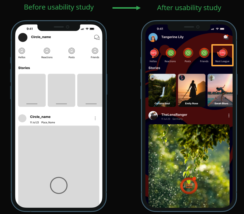 Image (3) - Final Design of Circle App highlighting changes after Usability Study