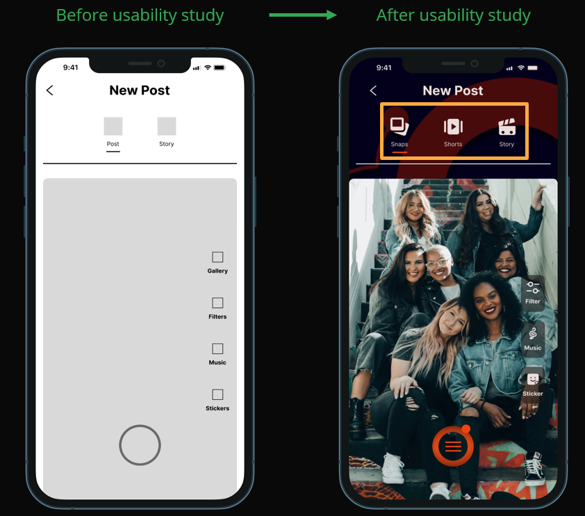 Image (4) - Final Design of Circle App highlighting changes after Usability Study