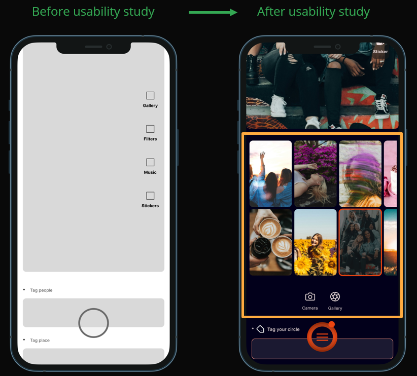 Image (5) - Final Design of Circle App highlighting changes after Usability Study