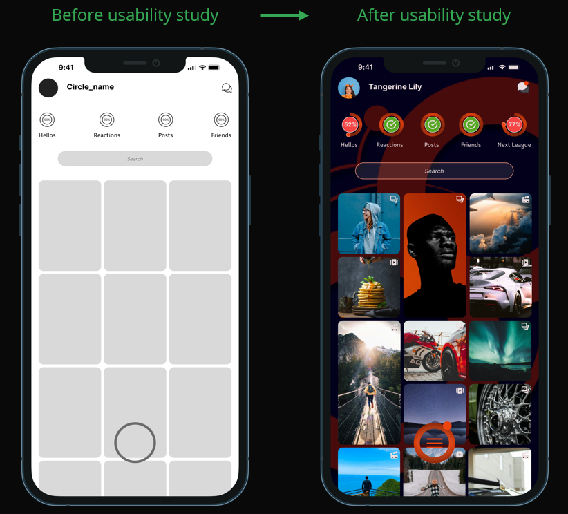 Image (6) - Final Design of Circle App highlighting changes after Usability Study
