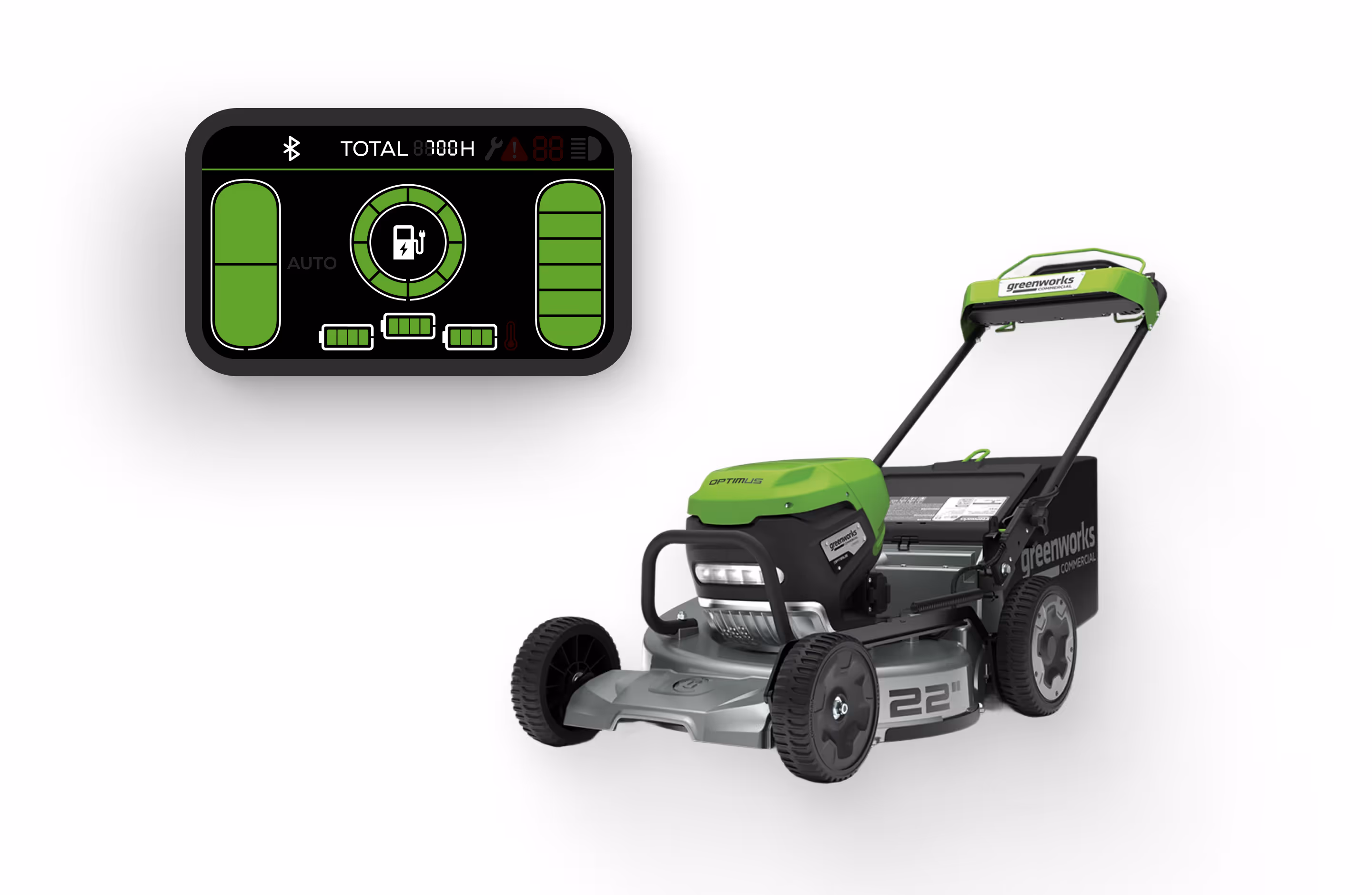 Cover image for Greenworks Commercial Optimus 82V 22” Self-propelled Mower  GUI project, displayed on the Work page