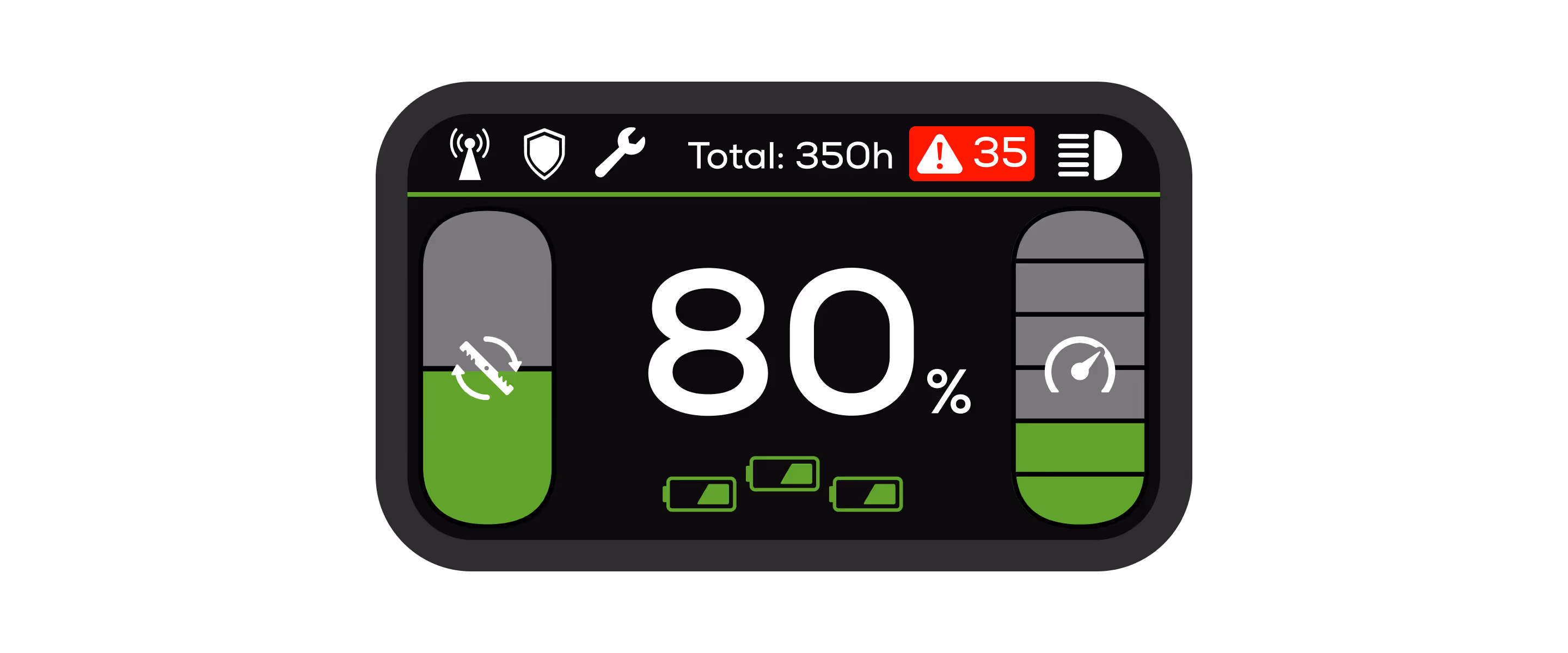 Screen of Greenworks Commercial Optimus 82V 33-inch self-propelled mower, used as reference for 22-inch mower UI design