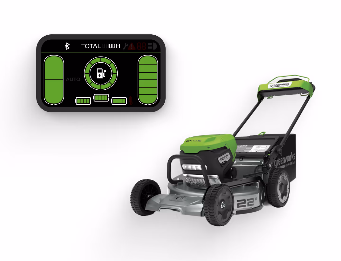 Cover image for Greenworks Commercial Optimus 82V 22” Self-propelled Mower GUI project, displayed on the Work page