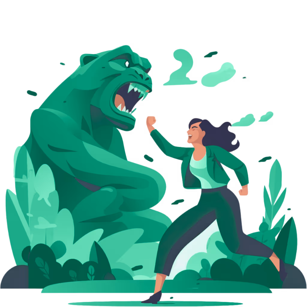Women fighting a monster