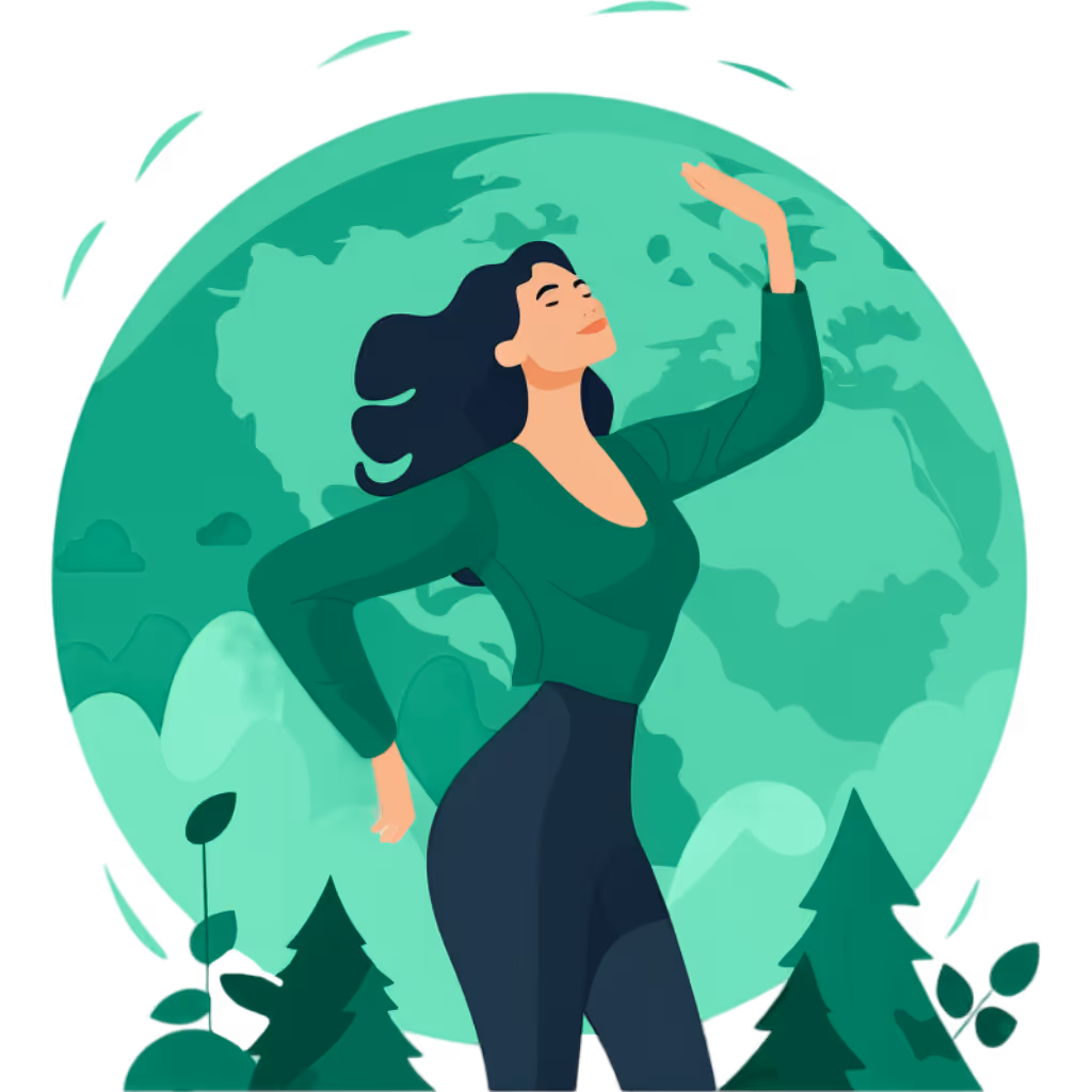 Woman with the world behind