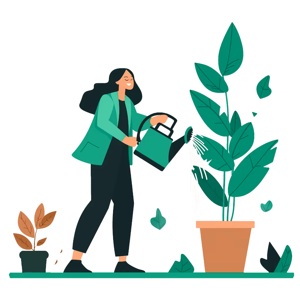 Woman watering a plant