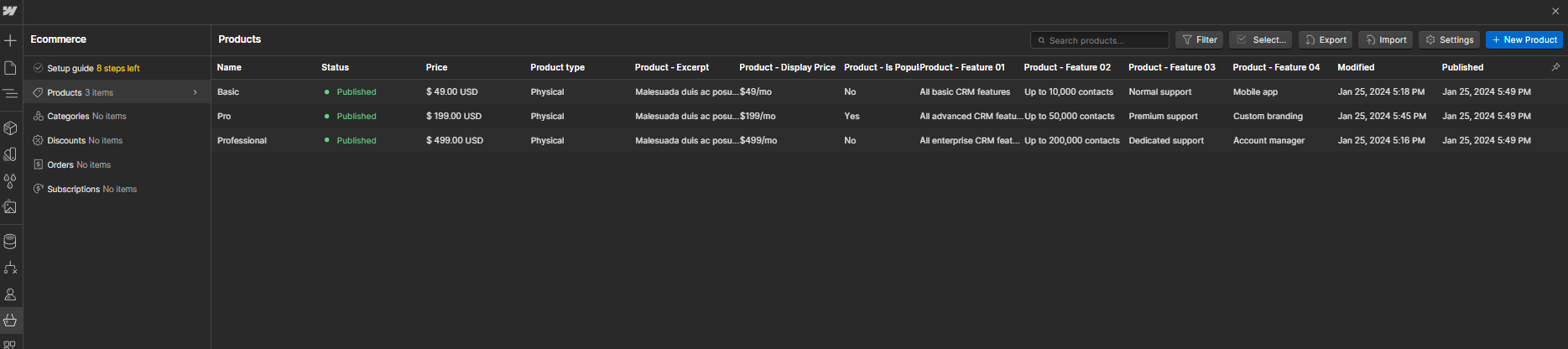 Ecommerce Collection - Starter X Webflow Template